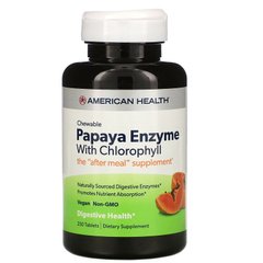American Health, ферменти папайї з хлорофілом, 250 жувальних таблеток (AMH-50304), фото