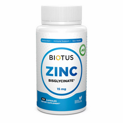 Biotus, Цинк бісгліцінат, Zinc Bisglycinate, 15 мг, 100 капсул (BIO-530524), фото
