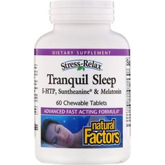 Здоровий сон, Tranquil Sleep, Natural Factors, 60 жувальних таблеток (NFS-02831), фото