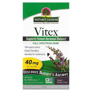 Nature's Answer, Vitex, ягоди монашого перцю, вітексу священного, 90 вегетаріанських капсул (NTA-16354), фото