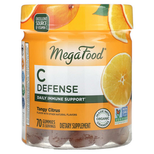 MegaFood, C Defense, насичений цитрус, 70 жувальних таблеток (MGF-10411), фото