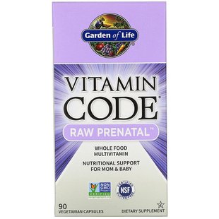 Garden of Life, Vitamin Code, RAW Prenatal, 90 вегетарианских капсул (GOL-11392), фото