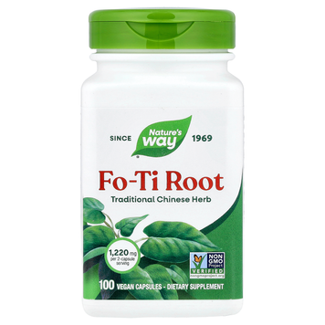 Корінь горця багатоквіткового 610 мг Nature's Way Fo-Ti Root - 100 веганських капсул, фото