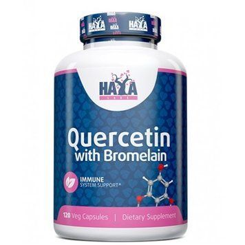 Кверцетин + бромелайн Haya Labs Quercetin with Bromelain - 120 веганских капсул, фото