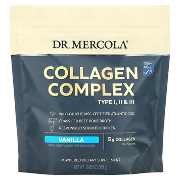 Dr. Mercola, Collagen Complex Type l, ll & lll, ваніль, 5000 мг, 309 г (MCL-21016), фото