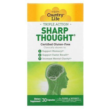 Country Life, Triple Action Sharp Thought, тройное действие, 30 капсул (CLF-04947), фото