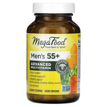 MegaFood, улучшенные мультивитамины для мужчин от 55 лет, 60 таблеток (MGF-10273), фото