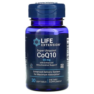 Life Extension, суперубіхінол коензим Q10 з покращеною підтримкою мітохондрій, 50 мг, 30 капсул (LEX-14273), фото