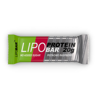 LipoBar, Безлактозний протеїновий батончик, без цукру, фісташка малина, 50 г - 20 шт (LIP-48006), фото