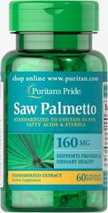 Со Пальметто, Saw Palmetto, Puritan's Pride, стандартизований екстракт, 160 мг, 60 гелевих капсул (PTP-16895), фото