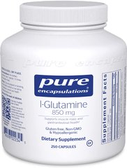 L-глютамин, l-Glutamine, Pure Encapsulations, 850 мг, 250 капсул (PE-02234), фото
