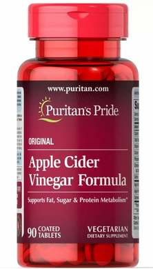 Яблучний оцет, Apple Cider Vinegar, Puritan's Pride, формула, 90 таблеток (PTP-01241), фото