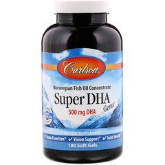 Carlson Labs, Super-DHA Gems, 500 мг, 180 желатиновых капсул (CAR-01552), фото
