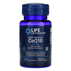 Life Extension, суперубіхінол коензим Q10 з покращеною підтримкою мітохондрій, 50 мг, 100 капсул (LEX-14251), фото