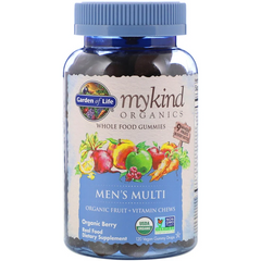 Garden of Life, MyKind Organics, мультивітаміни для чоловіків, органічні ягоди, 120 веганських жувальних таблеток (GOL-12029), фото