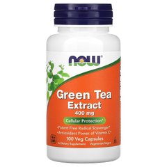 Now Foods, экстракт зеленого чая, 400 мг, 100 вегетарианских капсул (NOW-04705), фото
