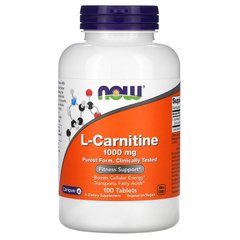 Now Foods, L-карнітин, 1000 мг, 100 таблеток (NOW-00068), фото