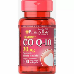 Коензим Q-10, Q-SORB Co Q-10, Puritan's Pride, 30 мг, 100 капсул (PTP-00008), фото