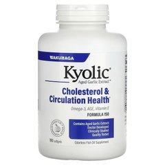 Kyolic, Екстракт витриманого часнику, витриманий екстракт, покращення холестеринового балансу та кровообігу, 180 капсул (WAK-15042), фото