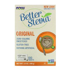 Now Foods, Original Better Stevia, підсолоджувач, що не містить калорій, 100 пакетиків, 100 г (NOW-06957), фото