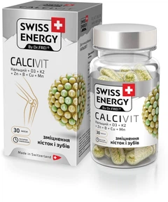 Swiss Energy, Здоров'я кісток та зубів, CALCIVIT Calcium+Vitamin D3+Vitamin K2, 30 капсул (SWE-32422), фото