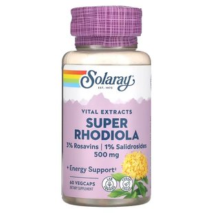 Екстракт родіоли, Super Rhodiola Extract, Solaray, 500 мг, 60 капсул (SOR-11107), фото