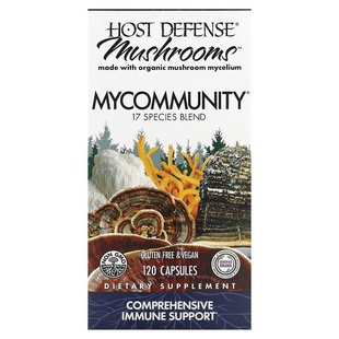 Host Defense, Mushrooms™, MyCommunity, комплексная поддержка иммунитета, 120 вегетарианских капсул (FPI-03813), фото