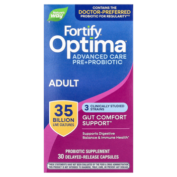 Пробиотик для комфорта кишечника 35 млрд КОЕ Nature's Way Optima Probiotic Fortify Gut Comfort - 30 капсул с отсроченным высвобождением, фото