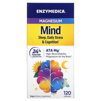 Ацетилтауринат магнію 350 мг Enzymedica Magnesium Mind | магній для когнітивних функцій та мозку - 120 капсул, фото
