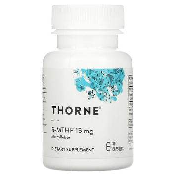 5-метилтетрагидрофолат (высокая доза) Thorne 5-MTHF - 15 мг, 30 капсул, фото
