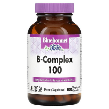 Bluebonnet Nutrition, B-Complex 100, витамины группы B, 100 вегетарианских капсул (BLB-00418), фото