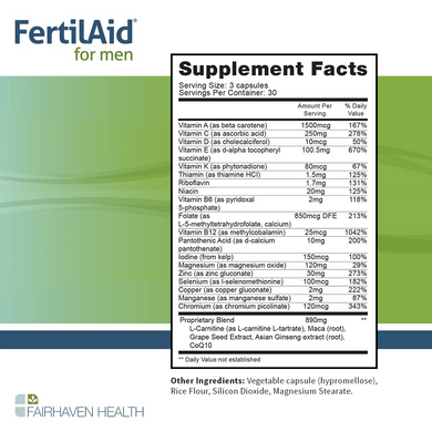 Репродуктивное здоровье мужчин, Fairhaven Health, FertilAid for Men, 90 капсул (FHH-00005), фото