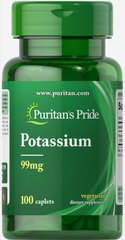 Калий, Potassium, Puritan's Pride, 99 мг, 100 капсул (PTP-11110), фото