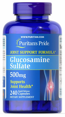 Глюкозамин сульфат, Glucosamine Sulfate, Puritan's Pride, 500 мг, 240 капсул (PTP-17713), фото