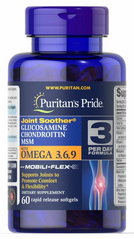 Puritan's Pride, Глюкозамин, хондроїтин та MSM з Omega 3-6-9, 60 капсул (PTP-13306), фото