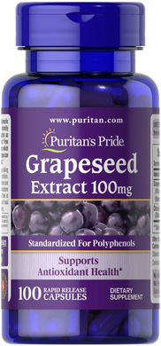 Puritan's Pride, Экстракт виноградных косточек, 100 мг, 100 капсул (PTP-15431), фото