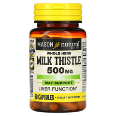 Mason Natural, Екстракт молочного будяка (цілісних рослин), 500 мг, 60 капсул (MAV-11505), фото