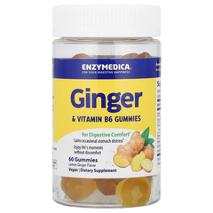 Enzymedica, жувальні таблетки з імбиром та вітаміном B6, зі смаком лимона та імбиру, 60 жувальних таблеток (ENZ-20129), фото