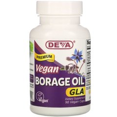 Deva, Premium Vegan Borage Oil, GLA, 90 вегетаріанських капсул (DEV-00025), фото