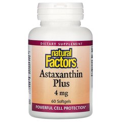 Natural Factors, Astaxanthin Plus, астаксантин, 4 мг, 60 капсул (NFS-01013), фото