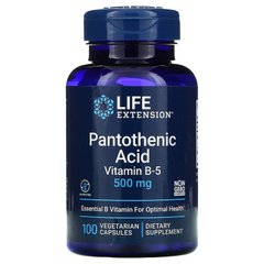 Life Extension, пантотеновая кислота (витамин B5), 500 мг, 100 вегетарианских капсул (LEX-20281), фото