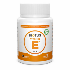 Biotus, Витамин Е, Vitamin Е, 100 МЕ, 100 капсул (BIO-530593), фото