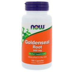 Гидрастис (желтокорень), Goldenseal Root, Now Foods, 500 мг, 100 капсул (NOW-04692), фото
