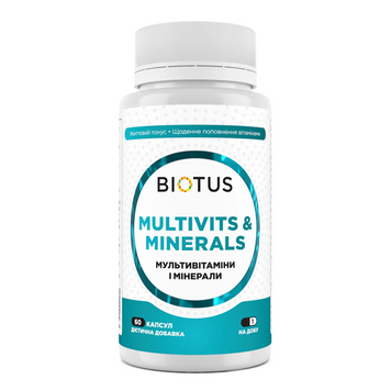 Biotus, Multivits & Minerals, Мультивітаміни та мінерали, 60 капсул (BIO-533211), фото