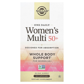 Solgar, One Daily Women's Multi 50+, мультивітаміни для жінок старше 50 років, 60 капсул (SOL-62014), фото