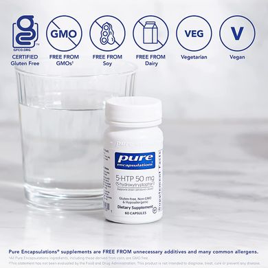 Pure Encapsulations, 5-гидрокситриптофан, 50 мг, 60 капсул (PE-00153), фото
