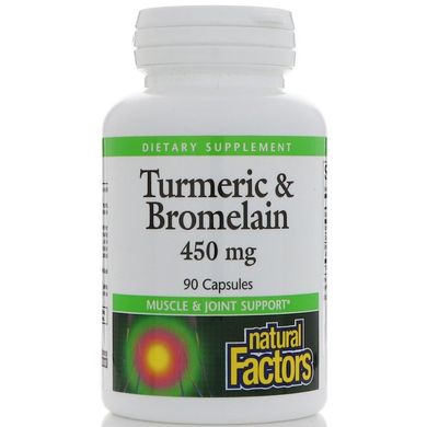 Бромелайн і куркума, Turmeric Bromelain, Natural Factors, 90 капсул (NFS-01738), фото