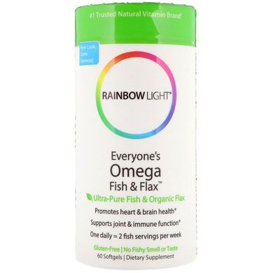 Омега жирні кислоти, Omega Fish & Flax Oil, Rainbow Light, 60 капсул (RLT-11352), фото