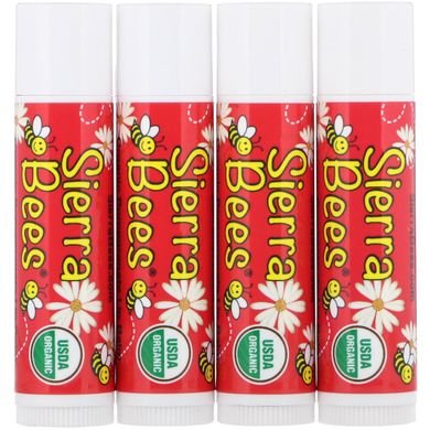 Органічний бальзам для губ Sierra Bees, гранат, 4 в упаковці (MBE-01141), фото