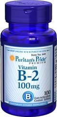 Витамин В-2, Vitamin B-2 (Riboflavin), Puritan's Pride, 100 мг, 100 таблеток (PTP-10640), фото